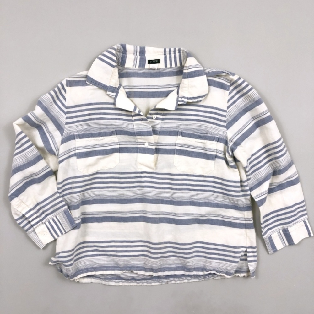 J Crew Linen Blend Striped Shirt Top XL